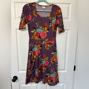LuLaRoe Purple Floral Midi Dress